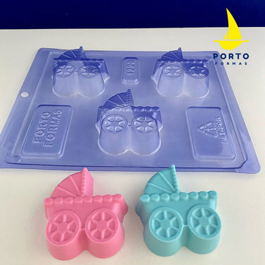 Forma de Chocolate Especial 3 Partes - Carrinho de Bebê - PF1220